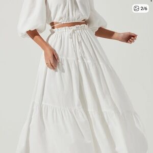 Astr White Tiered Maxi Skirt